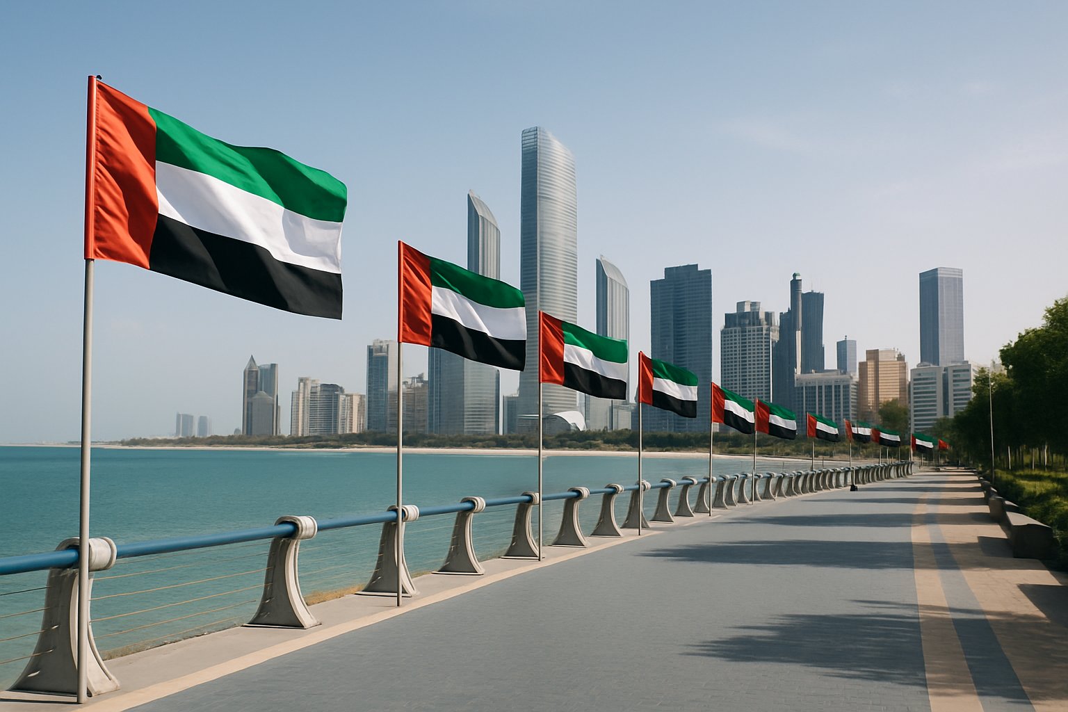 UAE flags Abu Dhabi Corniche